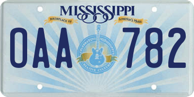 MS license plate OAA782
