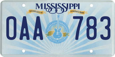 MS license plate OAA783