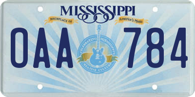 MS license plate OAA784
