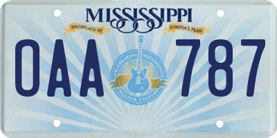 MS license plate OAA787