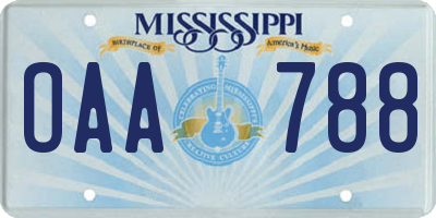 MS license plate OAA788