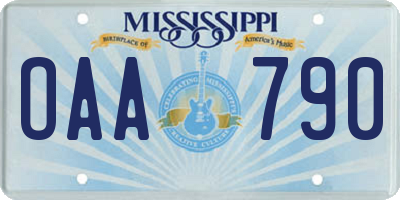 MS license plate OAA790
