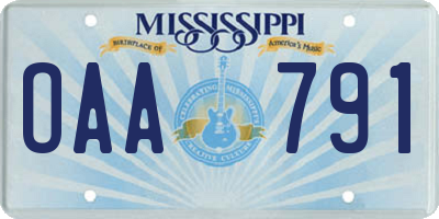 MS license plate OAA791