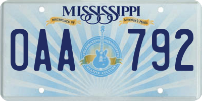 MS license plate OAA792