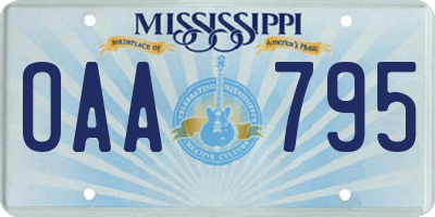 MS license plate OAA795