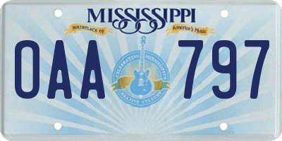 MS license plate OAA797