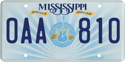 MS license plate OAA810
