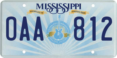 MS license plate OAA812