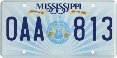 MS license plate OAA813