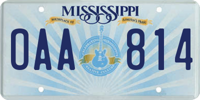 MS license plate OAA814