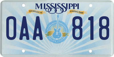MS license plate OAA818