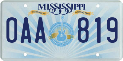 MS license plate OAA819