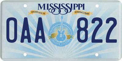 MS license plate OAA822