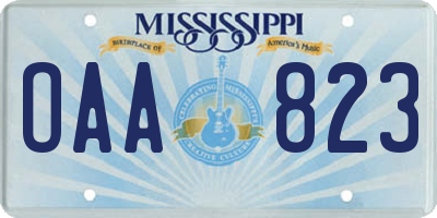 MS license plate OAA823