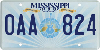 MS license plate OAA824