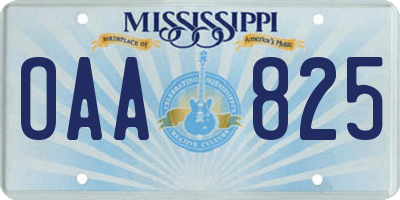 MS license plate OAA825