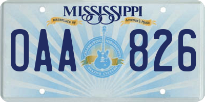 MS license plate OAA826