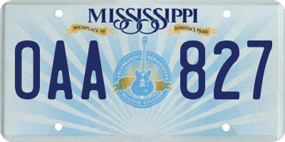 MS license plate OAA827