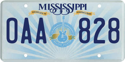 MS license plate OAA828
