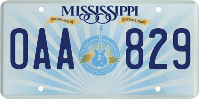 MS license plate OAA829