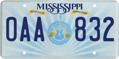 MS license plate OAA832