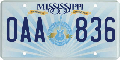 MS license plate OAA836