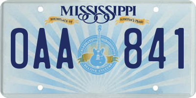 MS license plate OAA841
