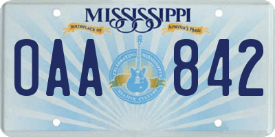 MS license plate OAA842