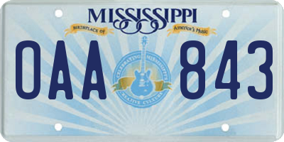 MS license plate OAA843