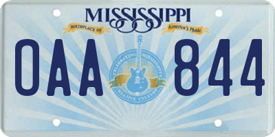 MS license plate OAA844