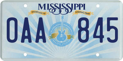 MS license plate OAA845