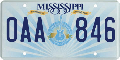 MS license plate OAA846