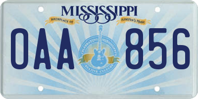 MS license plate OAA856