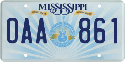 MS license plate OAA861