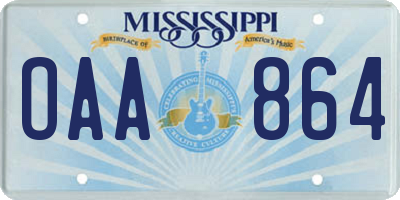 MS license plate OAA864