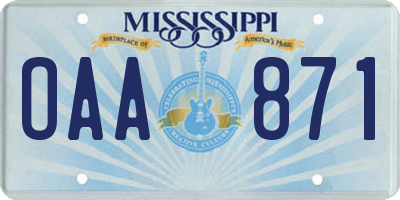 MS license plate OAA871