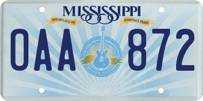 MS license plate OAA872