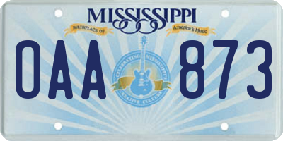 MS license plate OAA873