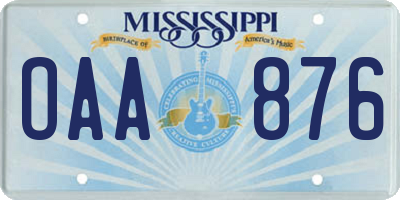 MS license plate OAA876