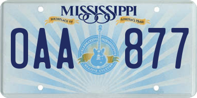 MS license plate OAA877