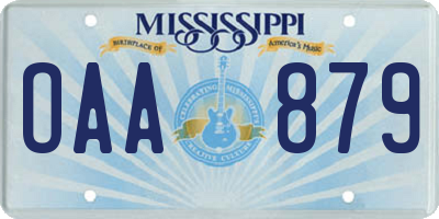 MS license plate OAA879
