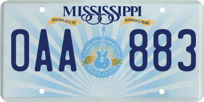 MS license plate OAA883