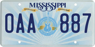MS license plate OAA887