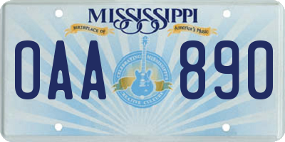 MS license plate OAA890