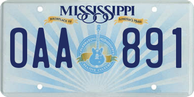 MS license plate OAA891