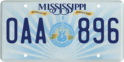 MS license plate OAA896