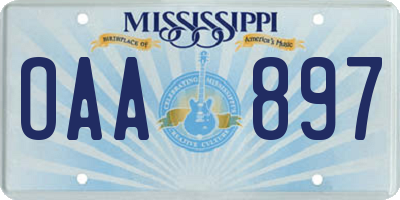 MS license plate OAA897