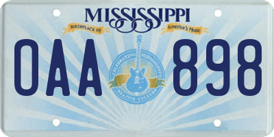 MS license plate OAA898