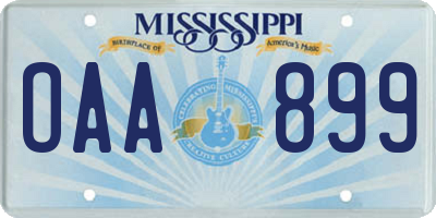 MS license plate OAA899