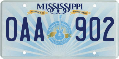 MS license plate OAA902